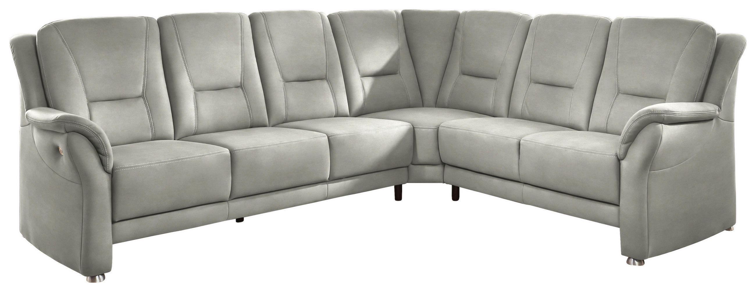 ECKSOFA in Mikrofaser Silberfarben  275/223 cm  - Beige/Silberfarben, KONVENTIONELL, Textil/Metall (275/223cm) - Beldomo Comfort