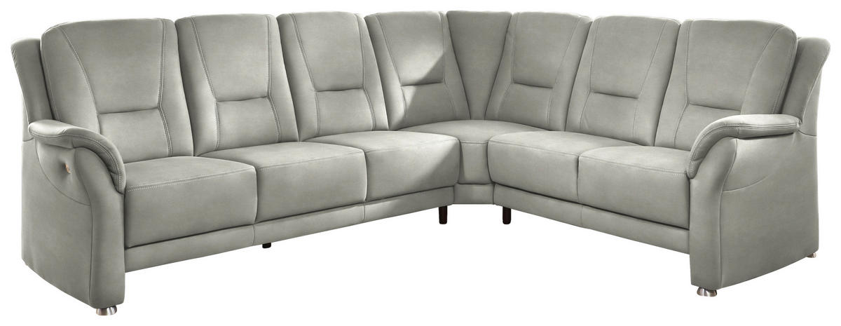 ECKSOFA in Mikrofaser Silberfarben  - Beige/Silberfarben, Konventionell, Textil/Metall (275/223cm) - Beldomo Comfort