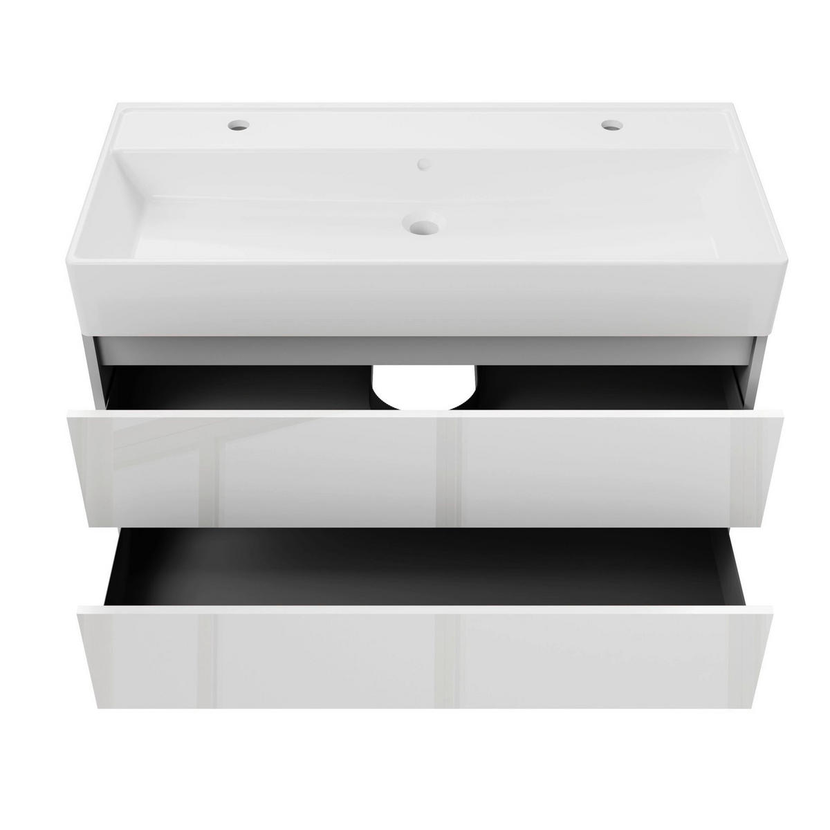 WASCHTISCHKOMBI 100,6/65,6 cm  - Schwarz/Weiß, MODERN, Keramik/Holzwerkstoff (100,6/65,6cm) - Voleo