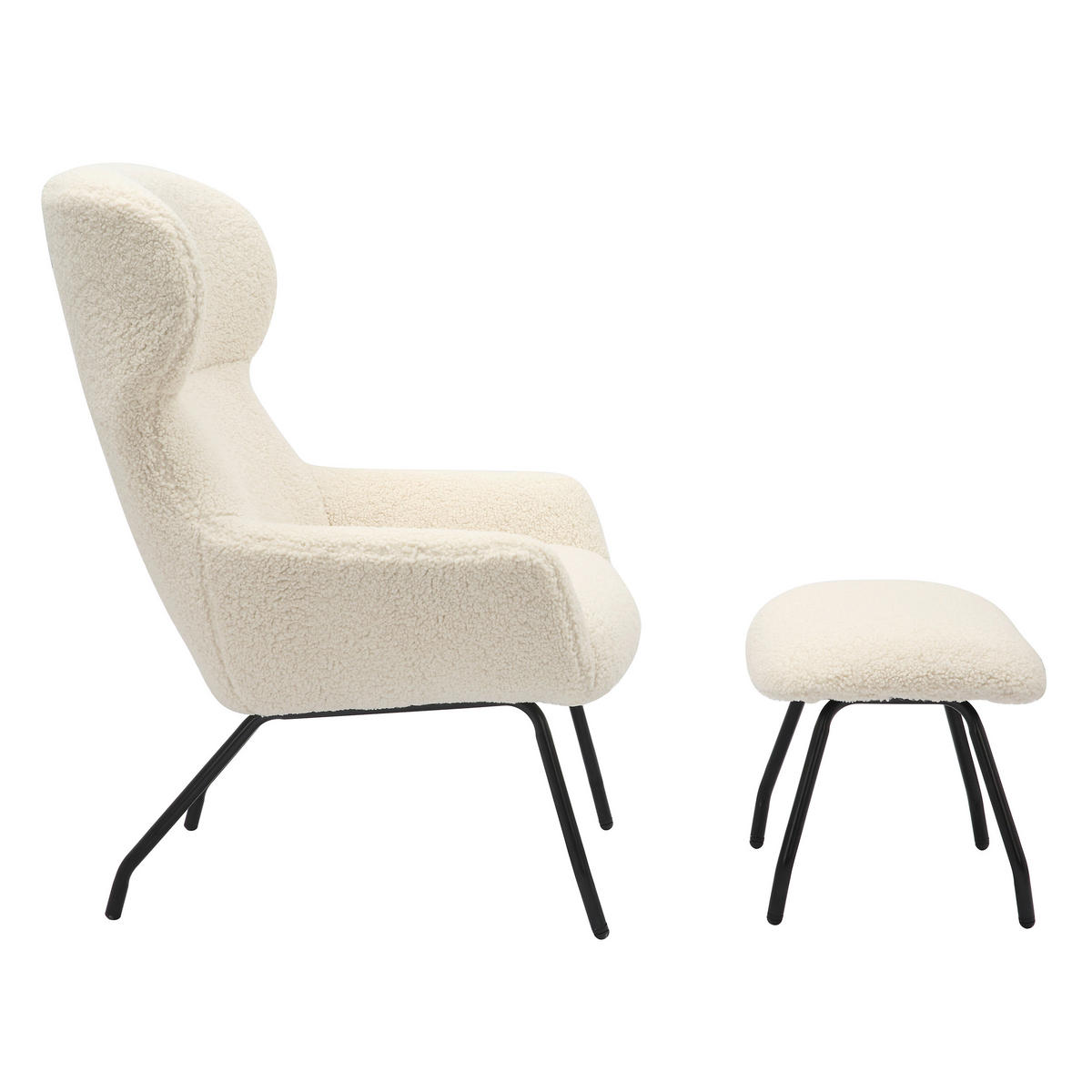 SESSELSET in Teddystoff Beige  - Beige/Schwarz, MODERN, Textil/Metall (79/103/82cm) - Livetastic