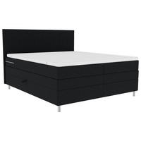 BOXSPRINGBETT 180/200 cm,  in Schwarz, Bettkasten, Topper, Matratzen, H3 = fest  - Chromfarben/Schwarz, KONVENTIONELL, Kunststoff/Textil (180/200cm) - Boxxx