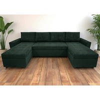 WOHNLANDSCHAFT TERMOLI in Cord Dunkelgrün  - Dunkelgrün/Schwarz, Design, Kunststoff/Textil (155/296/155cm) - MID.YOU