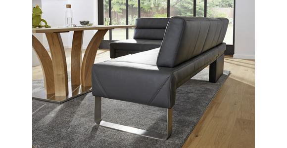 ECKBANK 171/236 cm in Graphitfarben, Edelstahlfarben - Edelstahlfarben/Dunkelgrau, Design, Leder/Metall (171/236cm) - Dieter Knoll