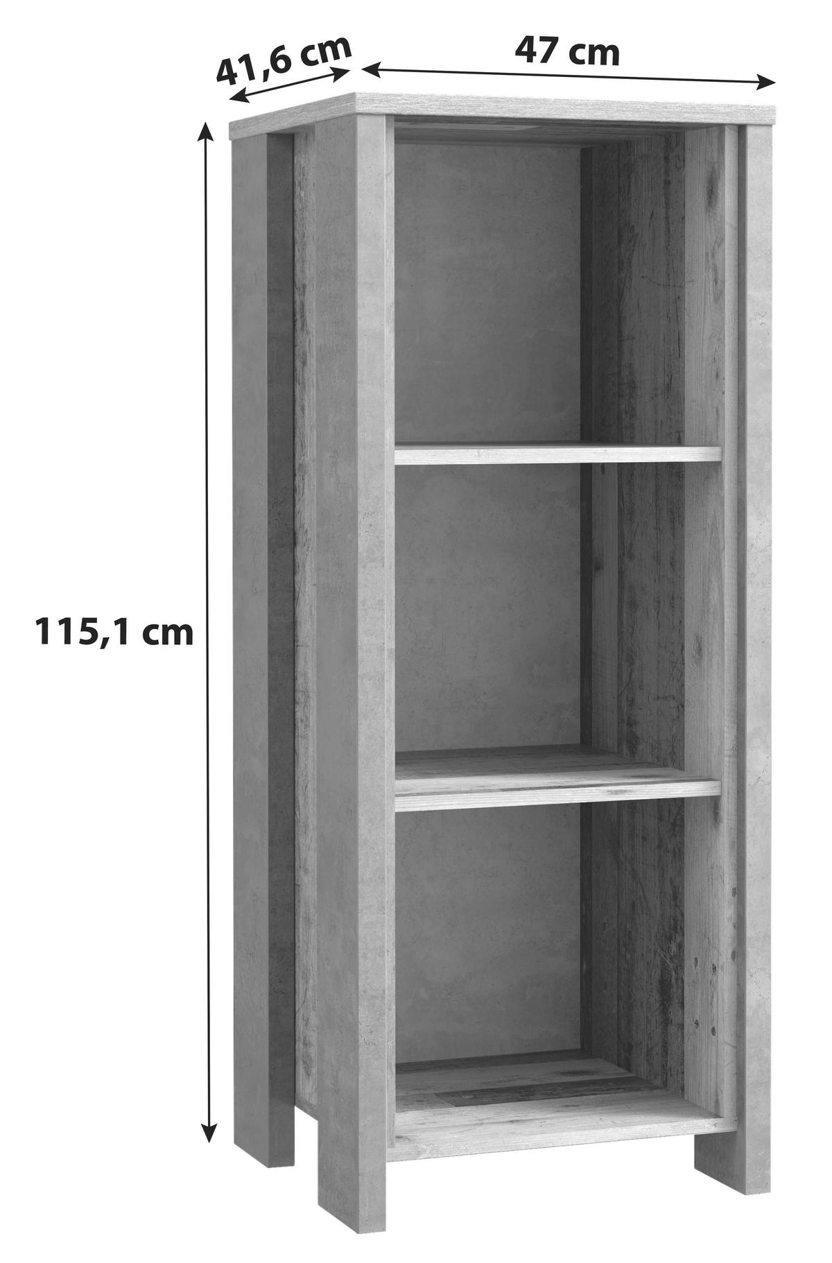 REGÁL, hnědá, tmavě šedá, ocel, 47/115,1/42 cm - tmavě šedá/hnědá, Konvenční, kov/kompozitní dřevo (47/115,1/42cm) - MID.YOU
