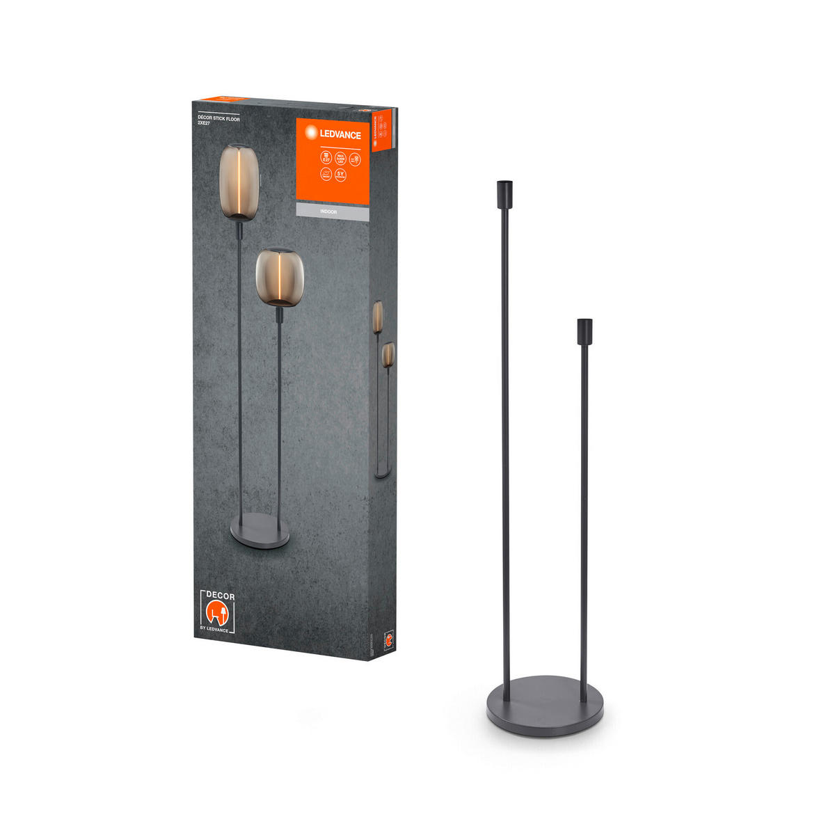 LEUCHTENFUß Decor Stick Floor 32/146 cm   - Dunkelgrau, Basics, Metall (32/146cm) - Ledvance