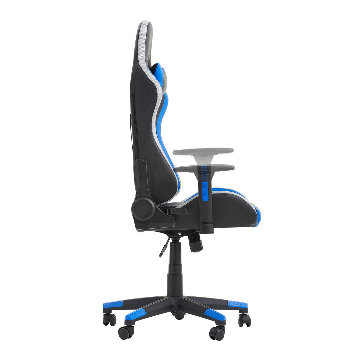 GAMING STOL kovina, umetna masa, tekstil modra, črna, bela  - modra/črna, Design, kovina/umetna masa (68/124-134/60cm) - Novel