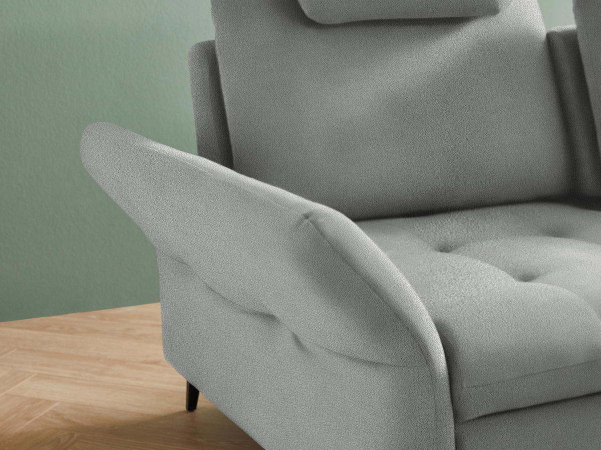 ECKSOFA in Flachgewebe Hellgrau  - Hellgrau/Schwarz, Natur, Textil/Metall (288/233cm) - Valnatura