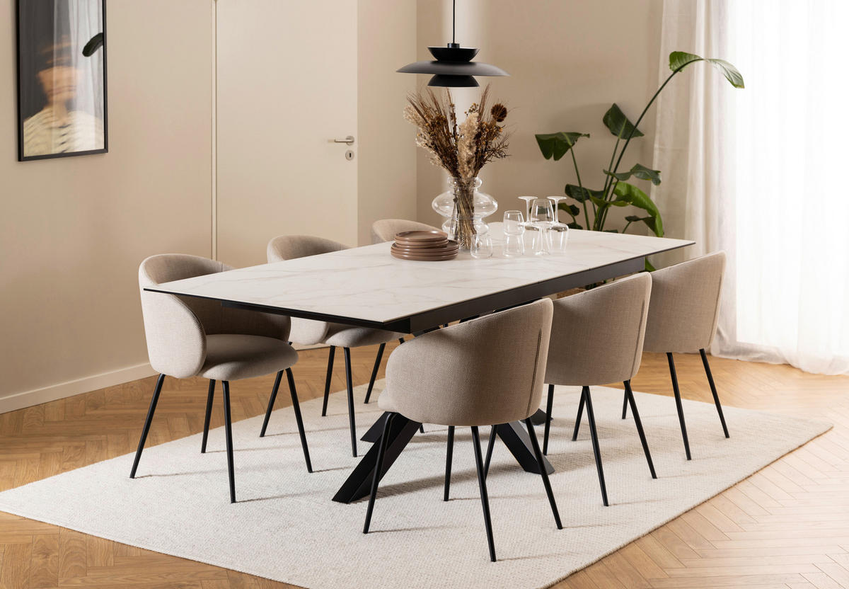 STOL ZA BLAGOVAONICU  bijela  keramika      - bijela/crna, Trend, metal/keramika (200-240/100/76cm) - MID.YOU