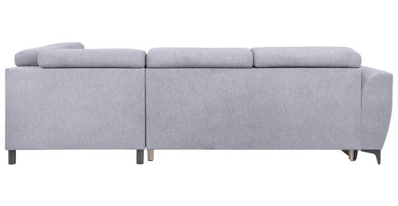 ECKSOFA Grau Velours Bettkasten, Schlaffunktion, Rücken echt, Kopfteilverstellung, Liegefläche im Originalstoff  - Schwarz/Grau, KONVENTIONELL, Textil/Metall (255/217cm) - Carryhome