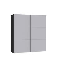 SCHWEBETÜRENSCHRANK in Schwarz, Hellgrau  - Silberfarben/Hellgrau, Design, Glas/Holzwerkstoff (203/220/46cm) - Jutzler