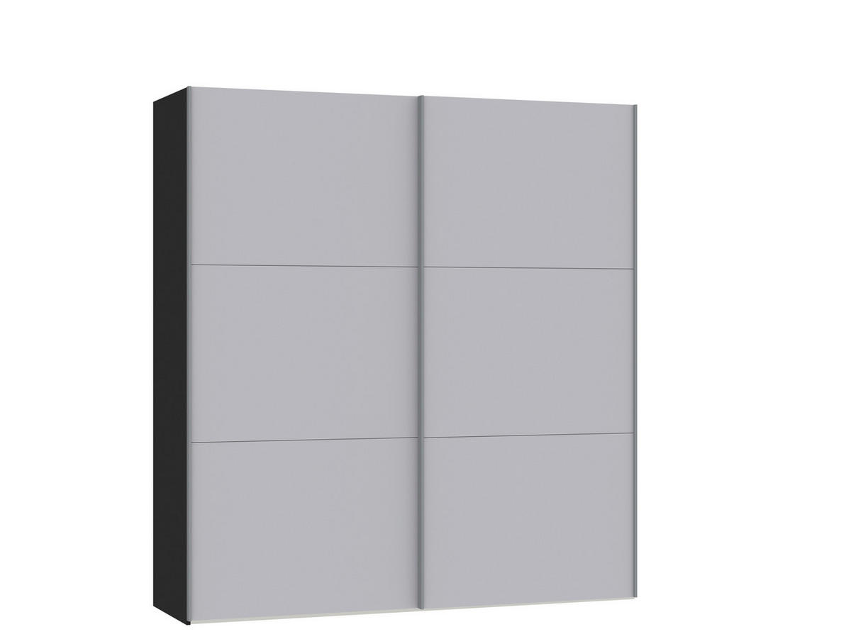 SCHWEBETÜRENSCHRANK in Schwarz, Hellgrau  - Silberfarben/Hellgrau, Design, Glas/Holzwerkstoff (203/220/46cm) - Jutzler