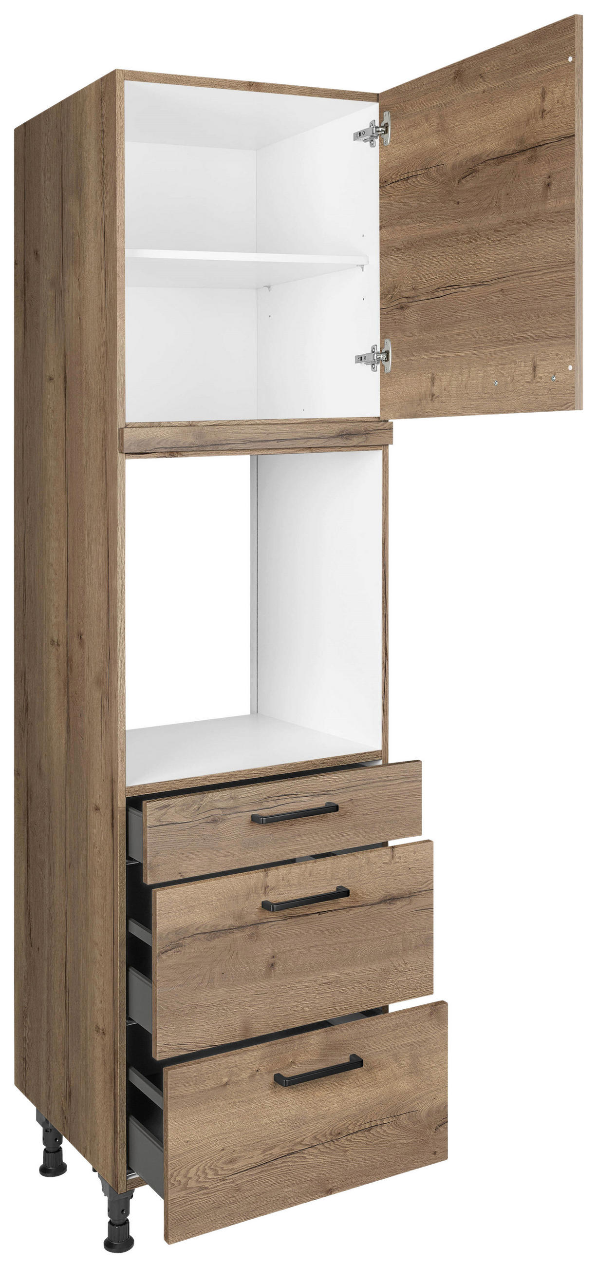 GERÄTEUMBAUSCHRANK 60/216,6/58 cm  in Eiche dunkel  - Eiche dunkel/Schwarz, MODERN, Holzwerkstoff/Metall (60/216,6/58cm) - Nobilia