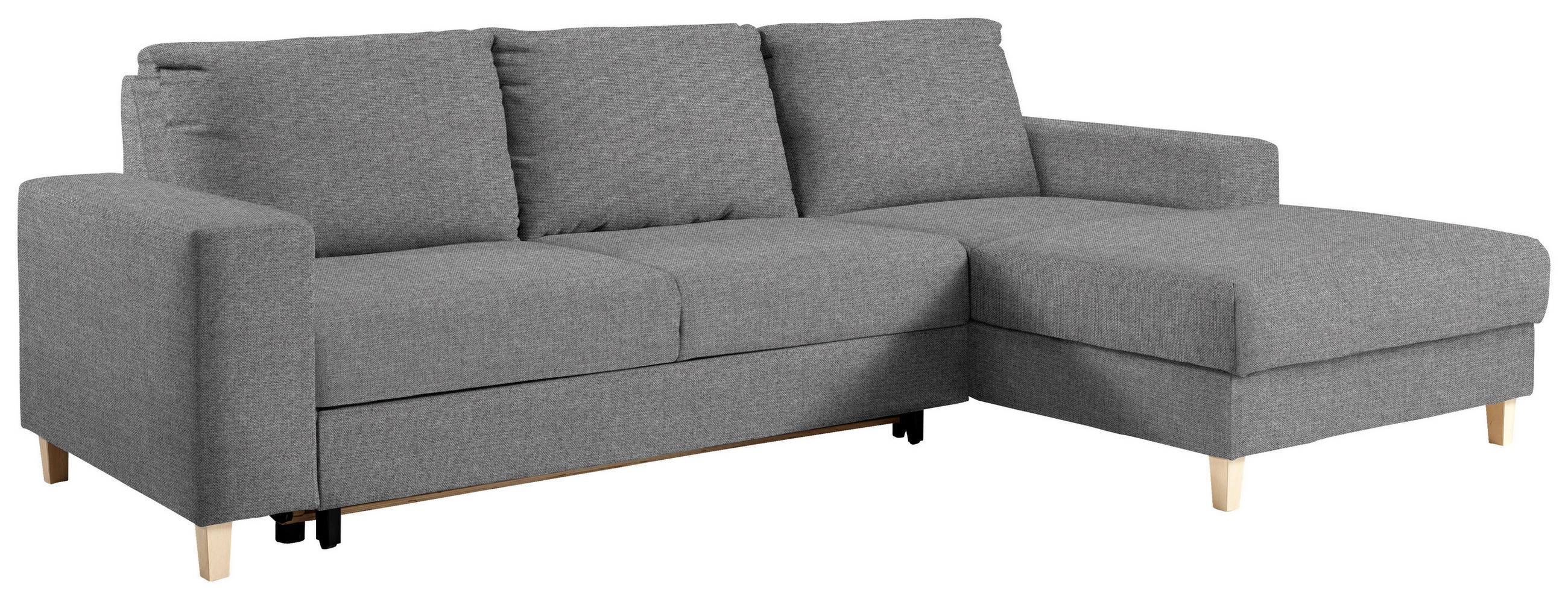 ECKSOFA Hellgrau Webstoff  - Buchefarben/Hellgrau, Design, Holz/Textil (260/160cm) - Ti'me