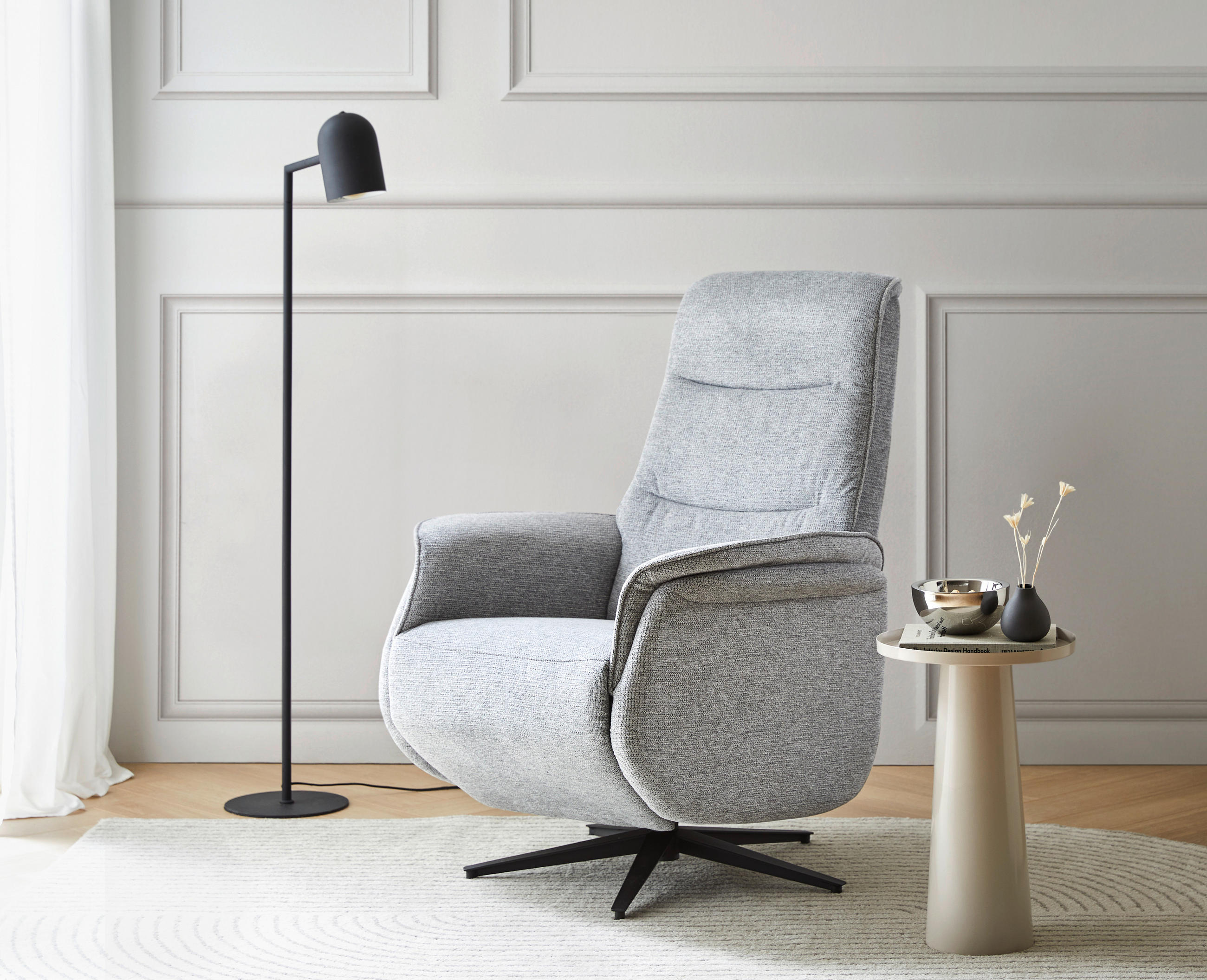 RELAXSESSEL Webstoff    - Schwarz/Grau, KONVENTIONELL, Textil/Metall (71/108-73/89-162cm) - Cantus