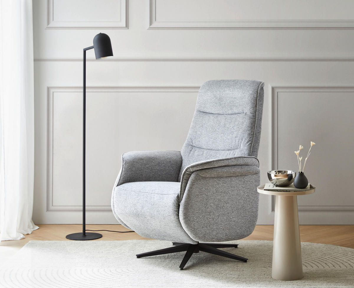RELAXSESSEL Webstoff    - Schwarz/Grau, KONVENTIONELL, Textil/Metall (71/108-73/89-162cm) - Cantus