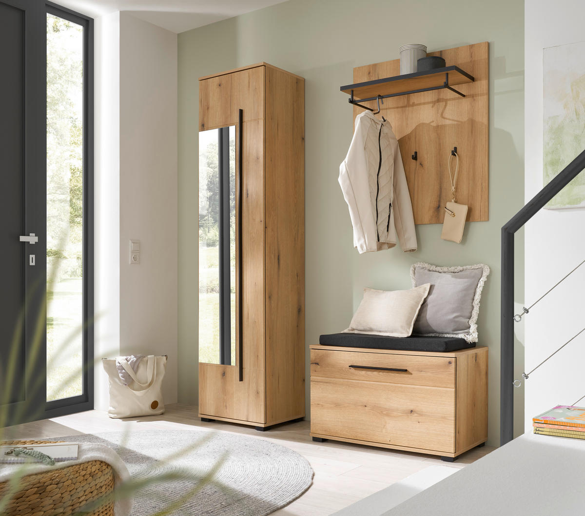 GARDEROBE 4-teilig  in 140/201/39 cm  - Eichefarben, MODERN, Holzwerkstoff (140/201/39cm) - MID.YOU