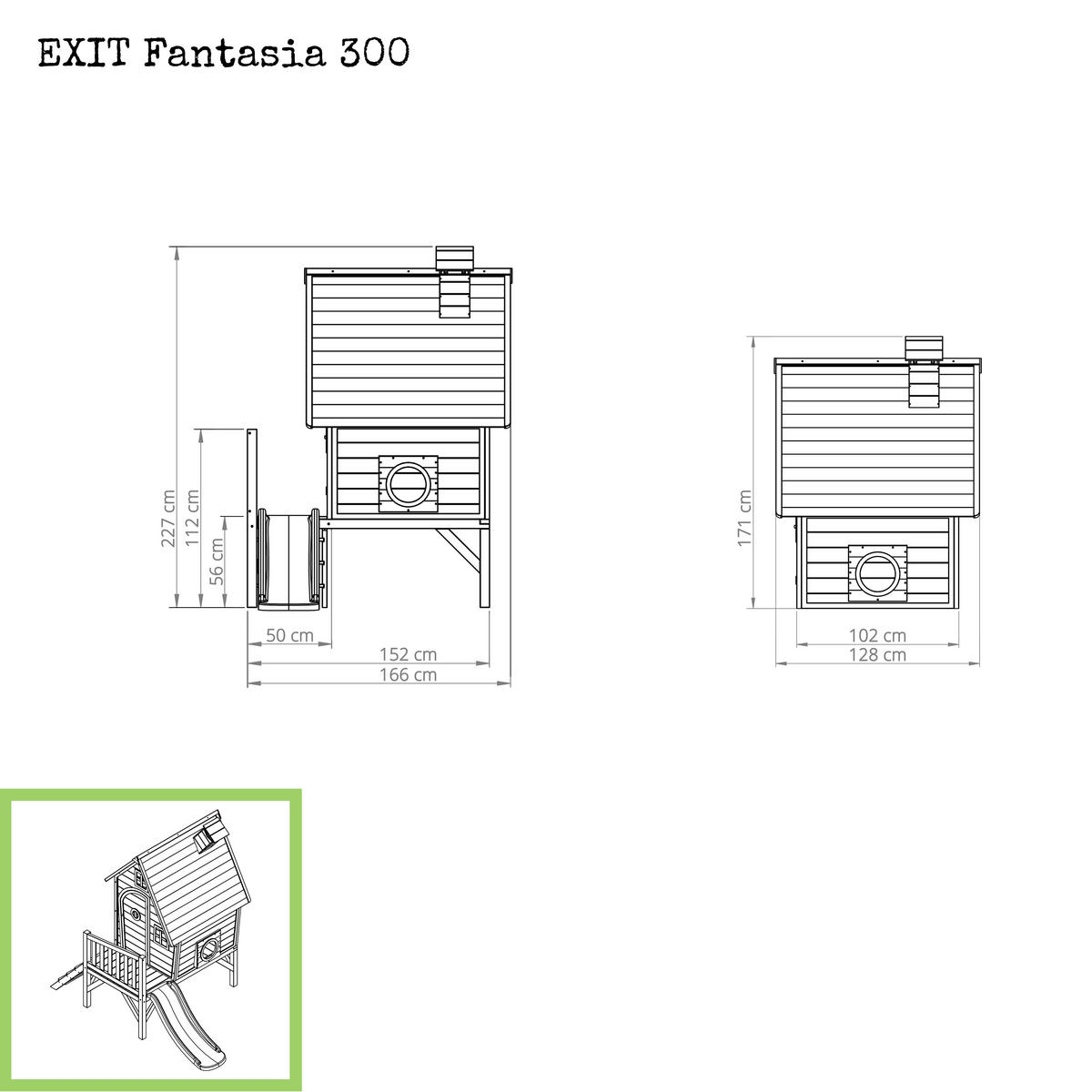 SPIELHAUS  - Rot/Grün, KONVENTIONELL, Holz (246/166/227cm) - EXIT Toys