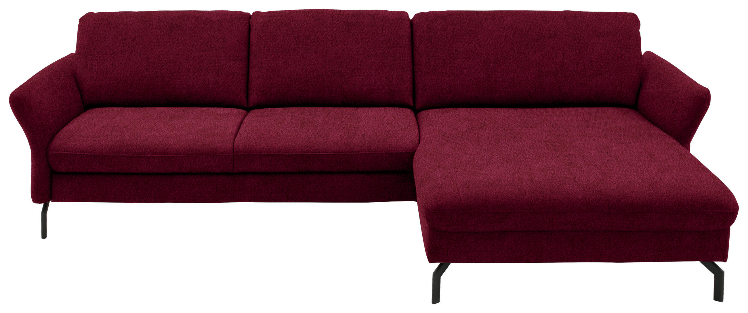 ECKSOFA in Velours Beere  - Beere/Schwarz, Design, Textil/Metall (306/179cm) - Beldomo System