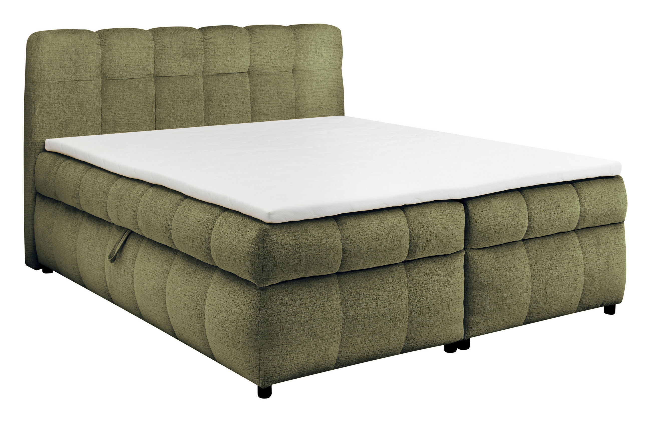BOXBETT 180/200 cm,  in Grün, Bettkasten, Topper, H2 + H2 = mittel  - Schwarz/Grün, Design, Kunststoff/Textil (180/200cm) - Esposa