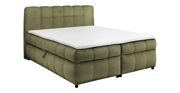 BOXBETT 180/200 cm,  in Grün, Bettkasten, Topper, H2 + H2 = mittel  - Schwarz/Grün, Design, Kunststoff/Textil (180/200cm) - Esposa