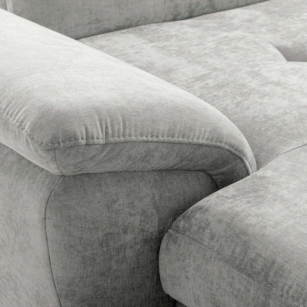 ECKSOFA PRADO Grau Webstoff Bettkasten, Kopfteilverstellung, Sitztiefenverstellung  - Schwarz/Grau, Design, Textil/Metall (195/268cm) - Livetastic
