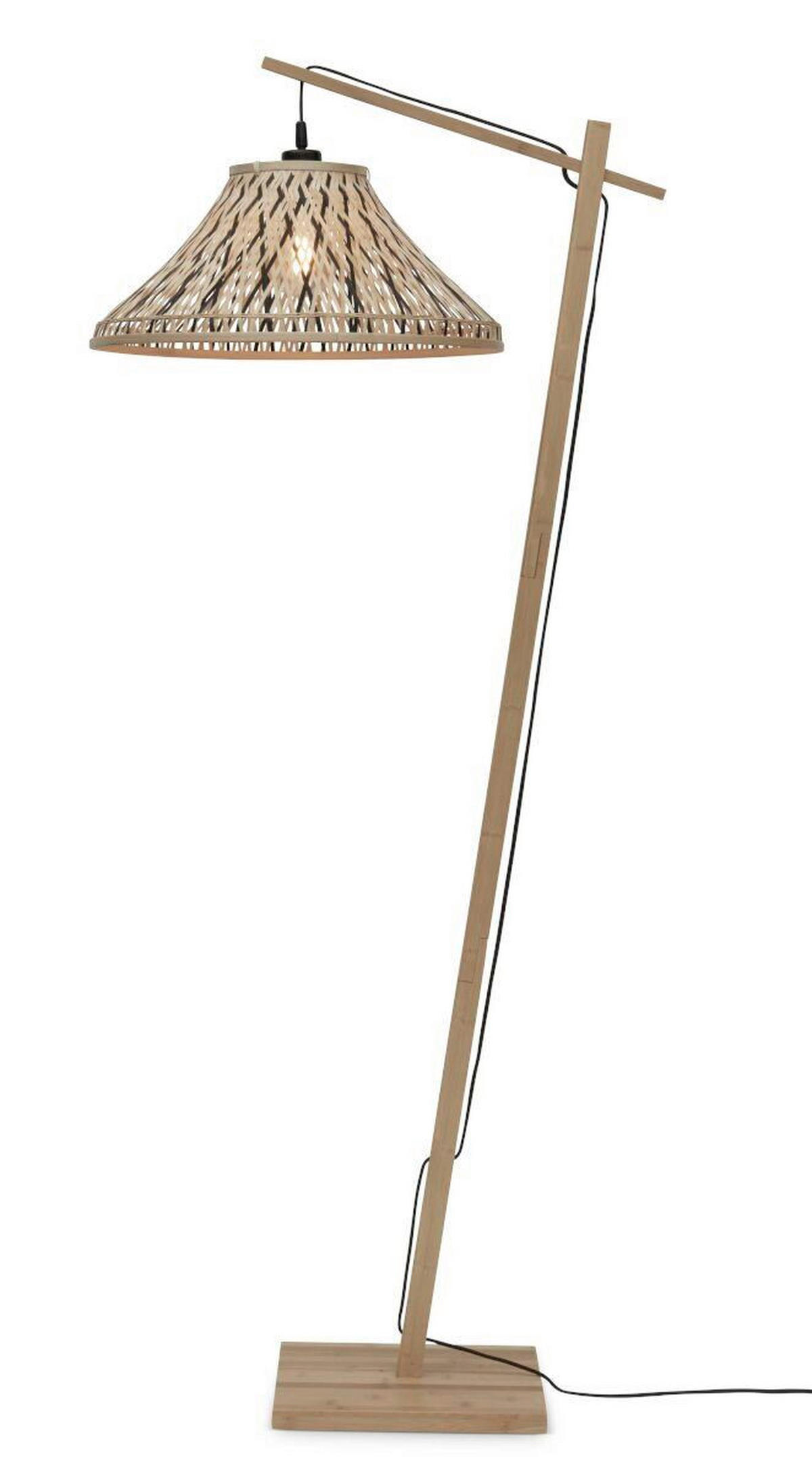STEHLEUCHTE Skandinavisch 45/65/150 cm  - Schwarz/Naturfarben, Trend (45/65/150cm) - Good & Mojo