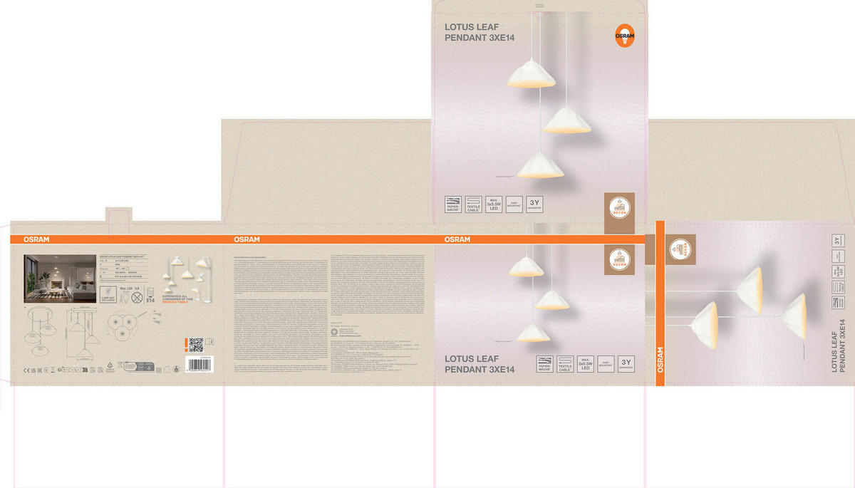 HÄNGELEUCHTE 43,7/156,2 cm  - Weiß, Design, Papier/Metall (43,7/156,2cm) - Osram