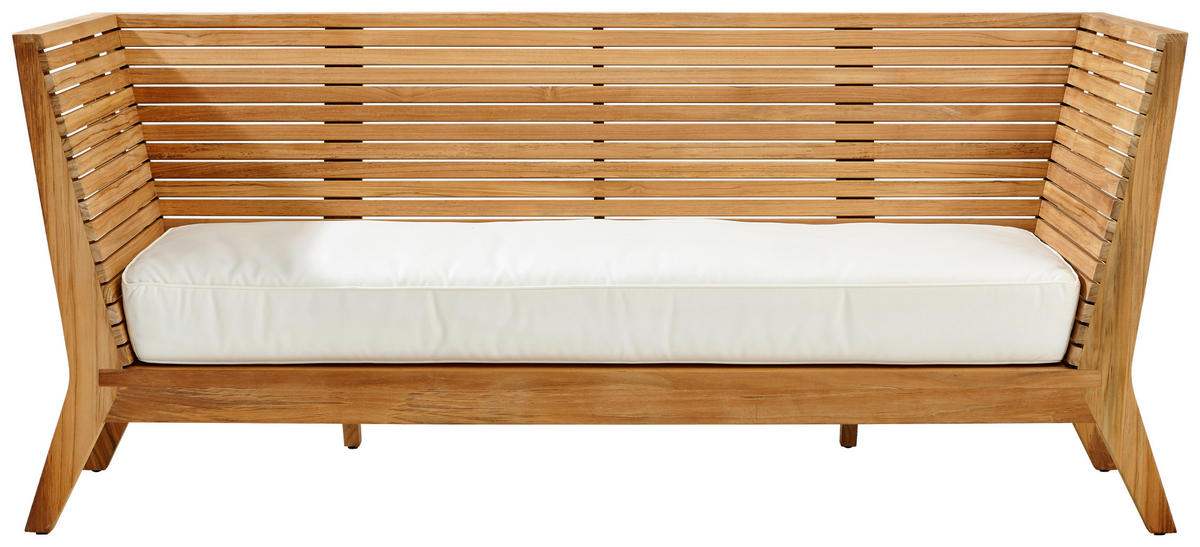 GARTENBANK 190/83/69 cm Teakholz   - Weiß/Teakfarben, MODERN, Holz/Textil (190/83/69cm) - Jan Kurtz