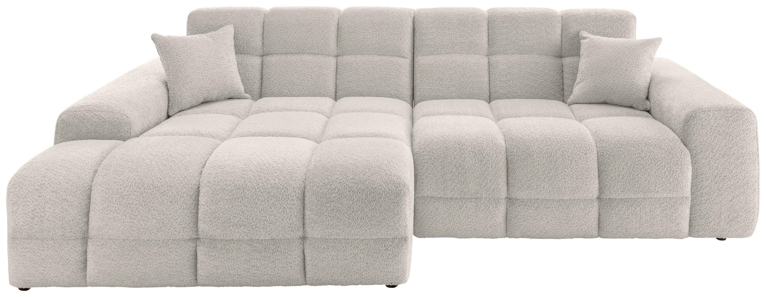 ECKSOFA in Bouclé Weiss  - Weiss/Schwarz, Modern, Kunststoff/Textil (152/301cm) - Livetastic