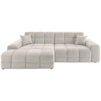 ECKSOFA in Bouclé Weiss  - Weiss/Schwarz, Modern, Kunststoff/Textil (152/301cm) - Livetastic