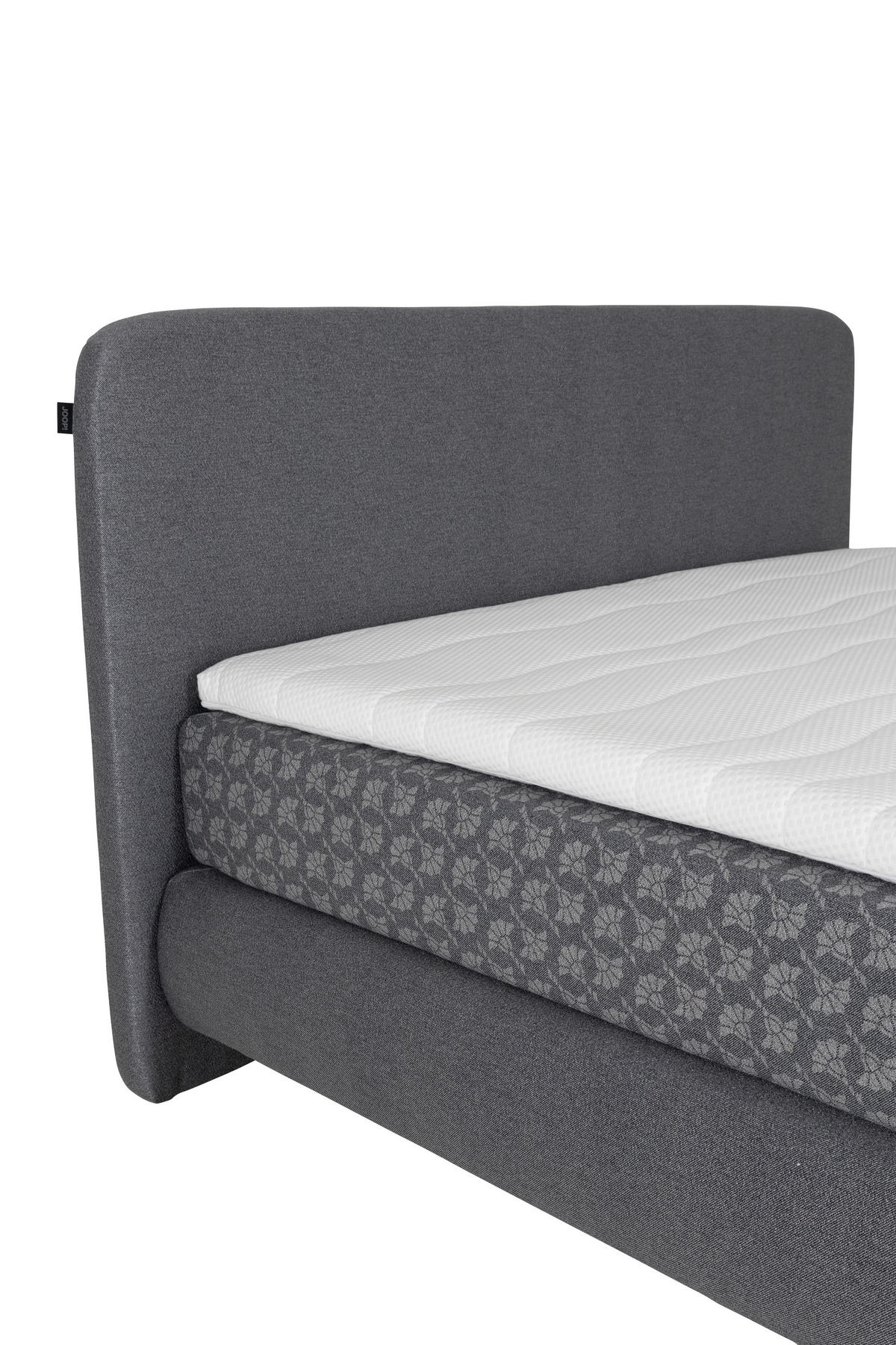 BOXSPRINGBETT 200/200 cm,  in Grau, Hellgrau, gepolstertes Kopfteil, Matratzen, H2 + H3 = mittel + fest  - Hellgrau/Schwarz, MODERN, Textil/Metall (200/200cm) - Joop!