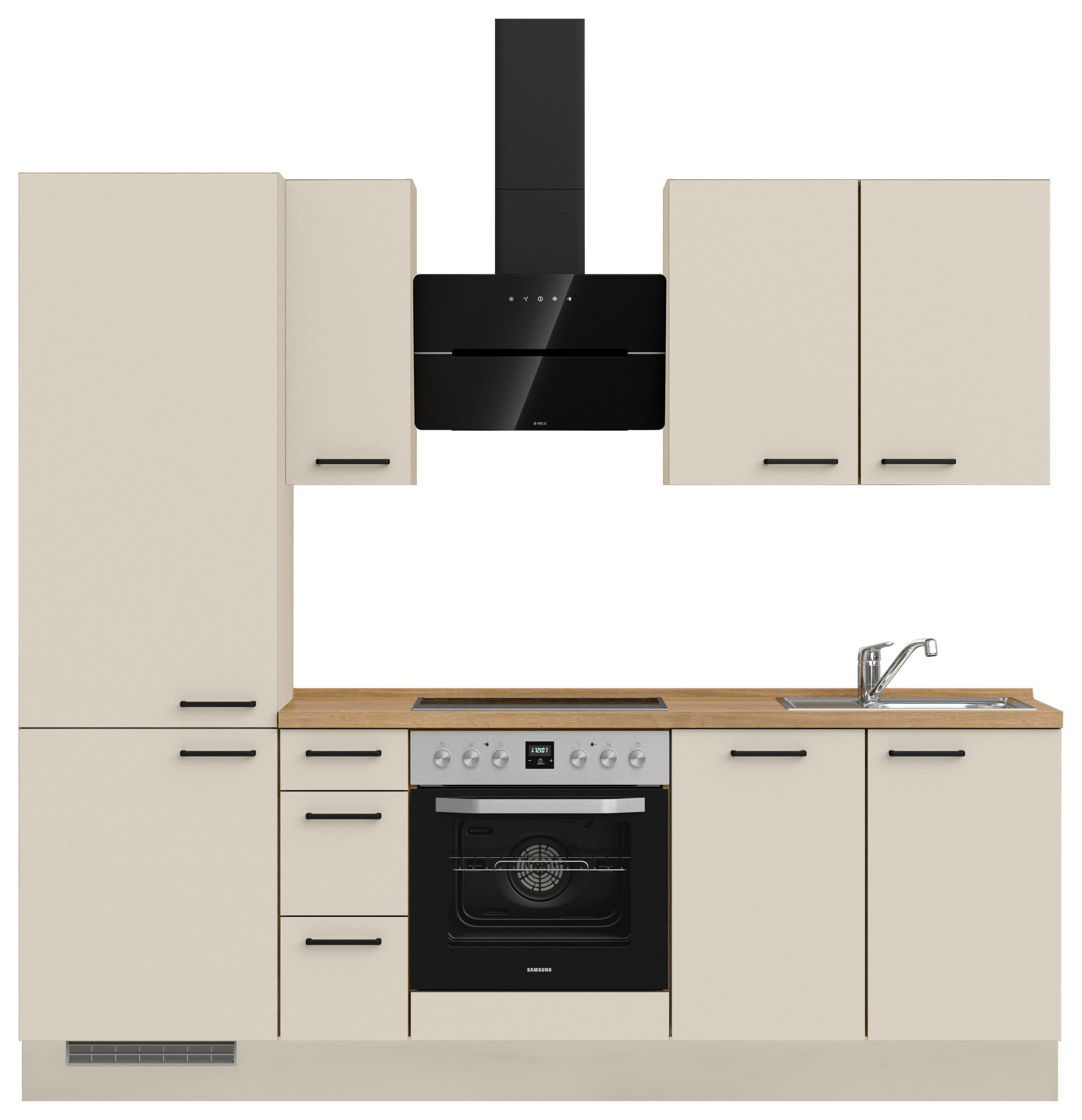 KÜCHENBLOCK 240 cm   in Eichefarben, Sandfarben  - Sandfarben/Eichefarben, MODERN, Holzwerkstoff/Metall (240cm) - Nobilia
