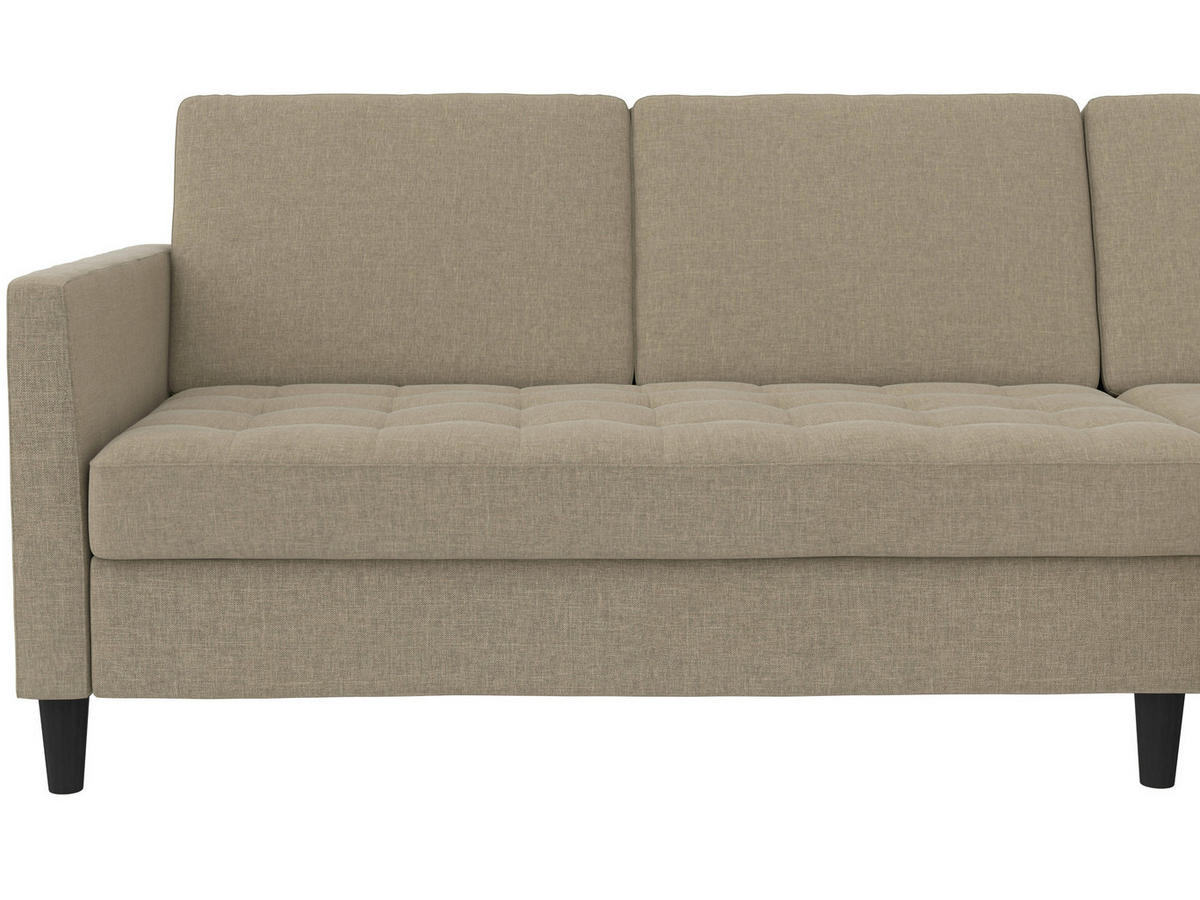 ECKSOFA PALERMO Cappuccino Webstoff, Leinenoptik Schlaffunktion, Stauraum  - Schwarz/Cappuccino, Basics, Kunststoff/Textil (213/154cm) - Livetastic