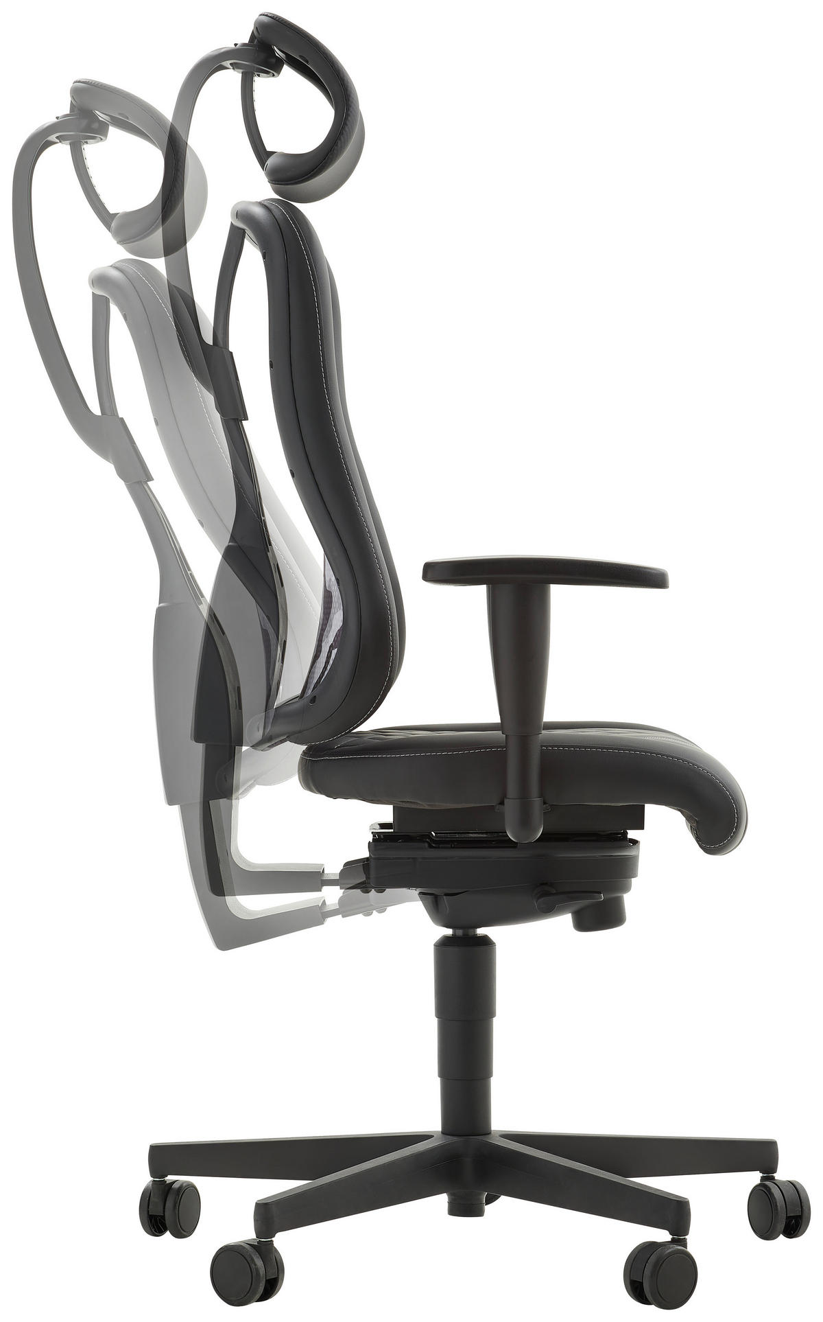 GAMINGSTUHL  in Lederlook Grau, Schwarz  - Schwarz/Grau, Design, Kunststoff/Textil (47,5/99-127/44cm) - Dieter Knoll