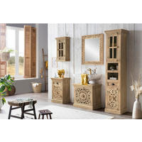 BADEZIMMER 5-teilig  in  - Schwarz/Naturfarben, Basics, Holz/Metall - Livetastic