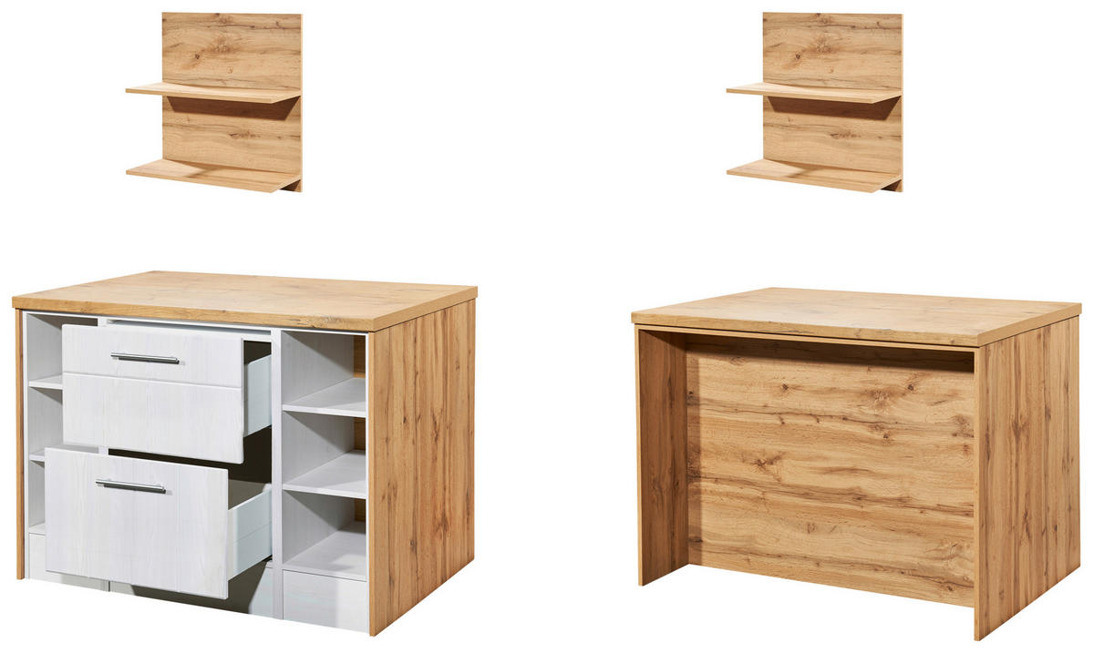 ECKKÜCHE 280/172 cm  in Weiß, Lärchefarben  - Wildeiche/Edelstahlfarben, LIFESTYLE, Holzwerkstoff/Metall (280/172cm) - Respekta