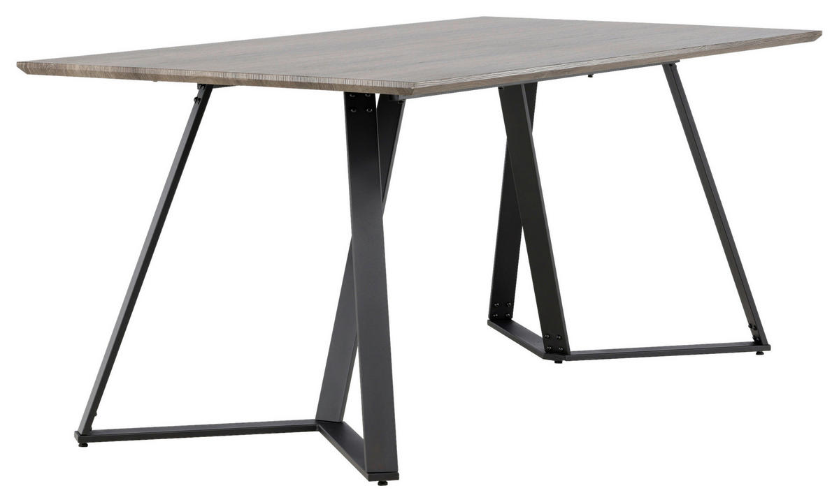 ESSTISCH furniert rechteckig Grau, Schwarz  - Schwarz/Grau, Design, Holzwerkstoff/Metall (180/90/75cm) - Livetastic