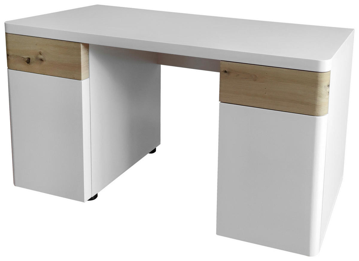 SCHREIBTISCH 140/55/75 cm  in Eichefarben, Weiß  - Eichefarben/Weiß, MODERN, Holzwerkstoff/Kunststoff (140/55/75cm) - MID.YOU