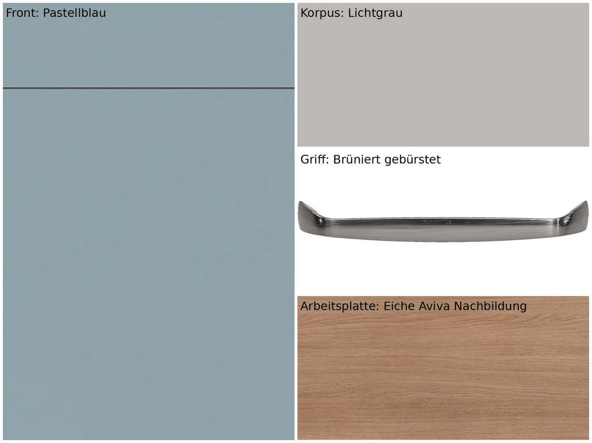 KÜCHENLEERBLOCK 180 cm   in Hellgrau, Pastellblau  - Pastellblau/Eichefarben, Design, Holzwerkstoff/Metall (180cm) - Pino