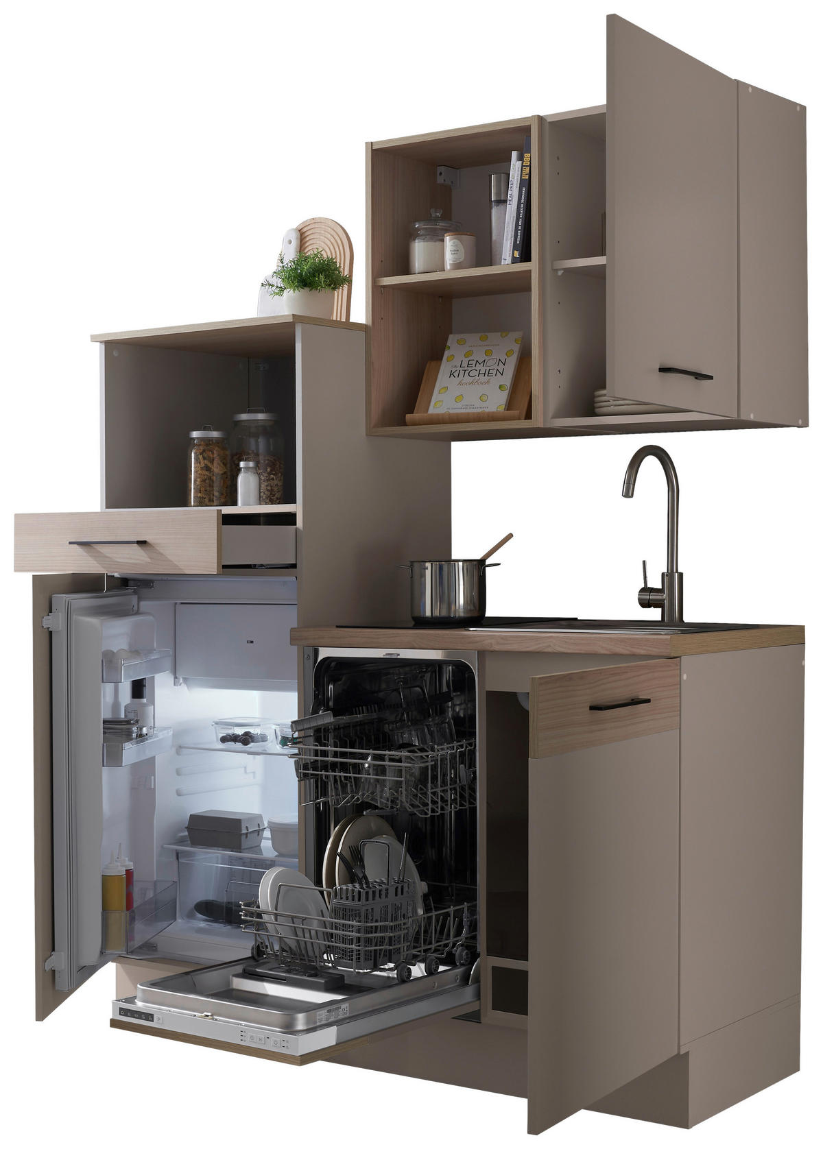 KÜCHENBLOCK   in Eichefarben, Kaschmir  - Kaschmir/Eichefarben, Trend, Holzwerkstoff/Metall (150/210/60cm) - MID.YOU