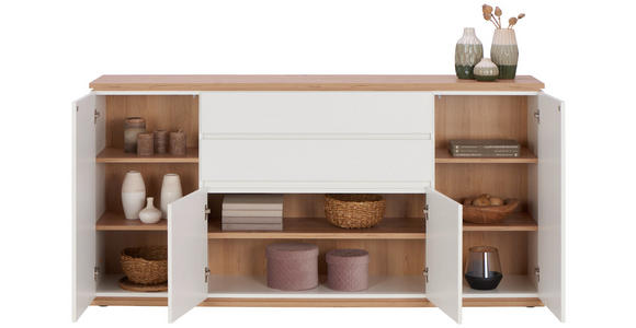 SIDEBOARD 184/93/42 cm  in Weiß, Eiche Artisan  - Schwarz/Weiß, Design, Holzwerkstoff/Kunststoff (184/93/42cm) - Xora