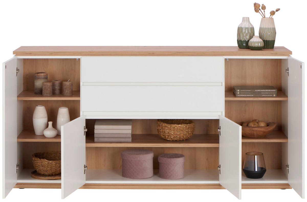 SIDEBOARD 184/93/42 cm  in Weiß, Eiche Artisan  - Schwarz/Weiß, Design, Holzwerkstoff/Kunststoff (184/93/42cm) - Xora