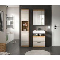 BADEZIMMER 3-teilig  in 134 cm  - Kaschmir/Schwarz, MODERN, Glas/Holzwerkstoff (134cm) - MID.YOU