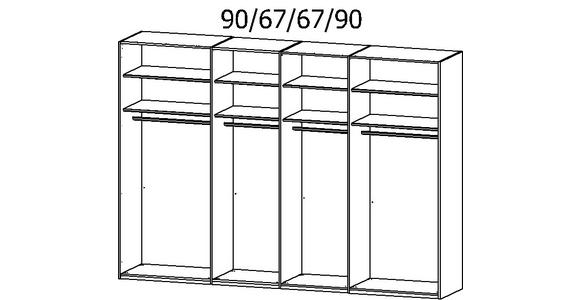 SCHWEBETÜRENSCHRANK 316/223/68 cm 4-türig Weiß  - Chromfarben/Weiß, Design, Holzwerkstoff/Metall (316/223/68cm) - Novel