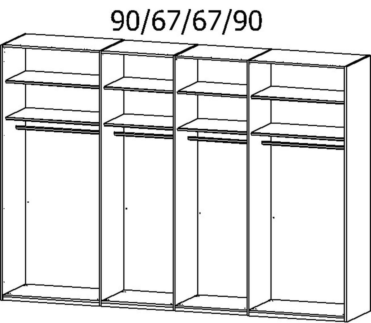 SCHWEBETÜRENSCHRANK 316/223/68 cm 4-türig Hellgrau, Eiche Artisan  - Chromfarben/Hellgrau, Design, Glas/Holzwerkstoff (316/223/68cm) - Novel