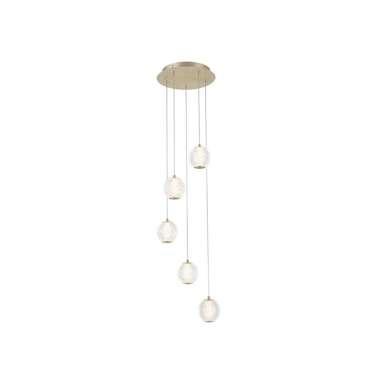 LED-PENDELLEUCHTE Allure 30/150 cm   - Transparent/Messingfarben, LIFESTYLE, Kunststoff/Metall (30/150cm) - Searchlight