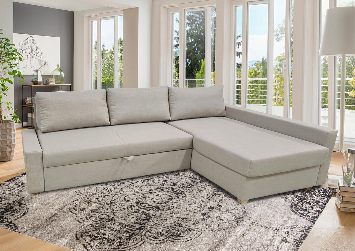 SEDEŽNA GARNITURA, bež  - barve hrasta/bež, Moderno, tekstil/les (230/155cm) - Ti'me