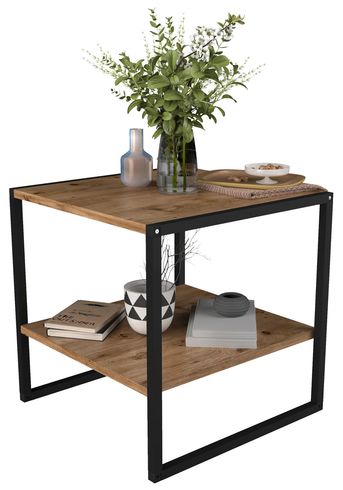 COUCHTISCH in Holzwerkstoff 50/50/50 cm  - Honigeiche/Schwarz, Design, Holzwerkstoff/Metall (50/50/50cm) - MID.YOU