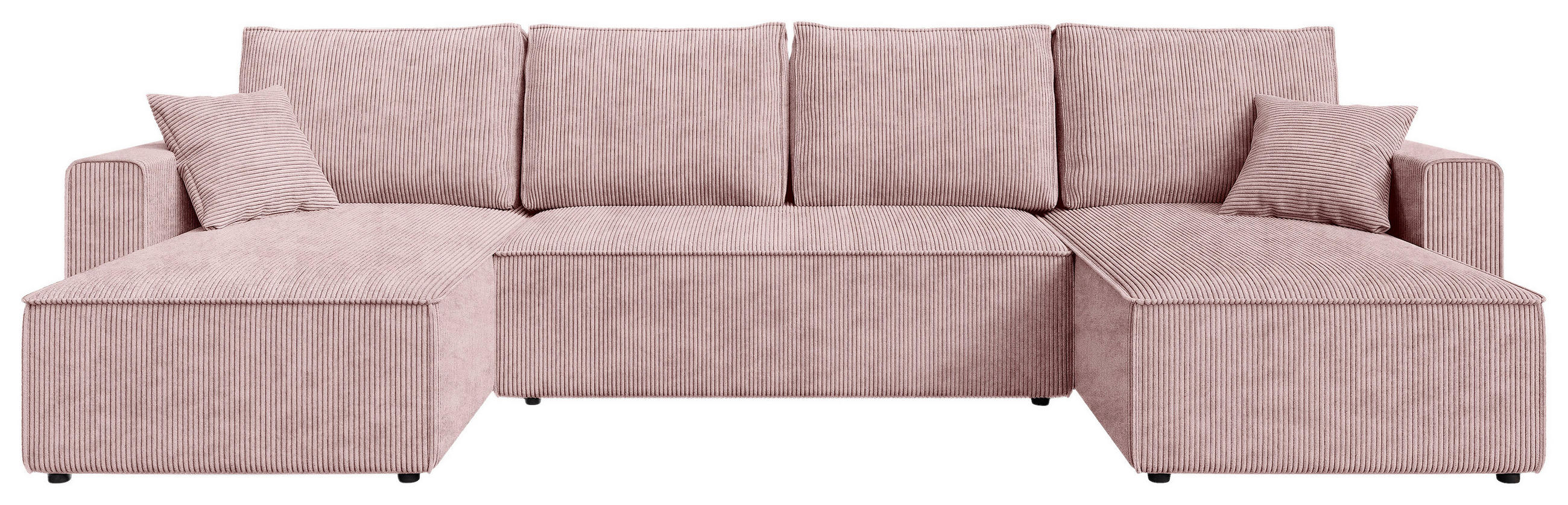 WOHNLANDSCHAFT Altrosa Cord  - Schwarz/Altrosa, KONVENTIONELL, Kunststoff/Textil (140/305/140cm) - Carryhome