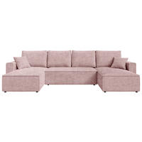 WOHNLANDSCHAFT Altrosa Cord  - Schwarz/Altrosa, KONVENTIONELL, Kunststoff/Textil (140/305/140cm) - Carryhome